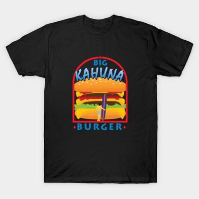 Schwarzes T-Shirt mit Aufdruck für Männer, supergroß, Big-Kahuna-Burger, Baumwoll-T-Shirt mit Aufdruck, ohne Schnitt, Transferpapier