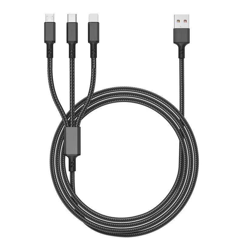 Universal 3-in-1 Fast Charging Cable: Compatible with Apple, Android, and Type-C Devices