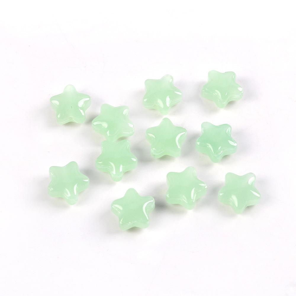 8Mm Gradual Change Three-Dimensional Pentagram Glass Beads Gold-Painted Stars Loose Beads Diy String Beads Antique Hairpin Necklace Accessories