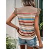 JKASHDK Women's Fashion Casual Summer Spring Stripe Print Short Sleeve O-Neck Blouses & Shirts