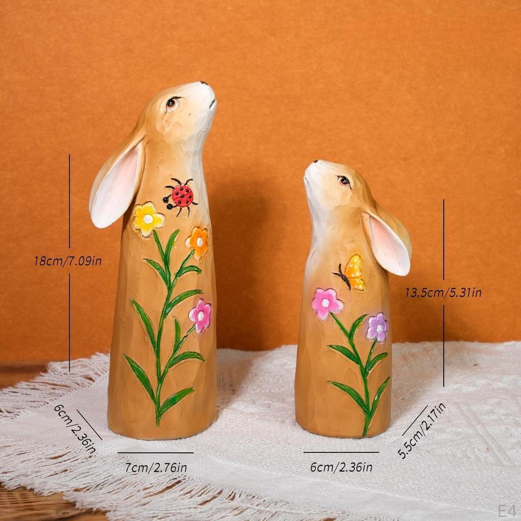 2 Stück Osterhasenstatue Tierskulptur Hasenfigur für Tischdekorationen Bücherregal