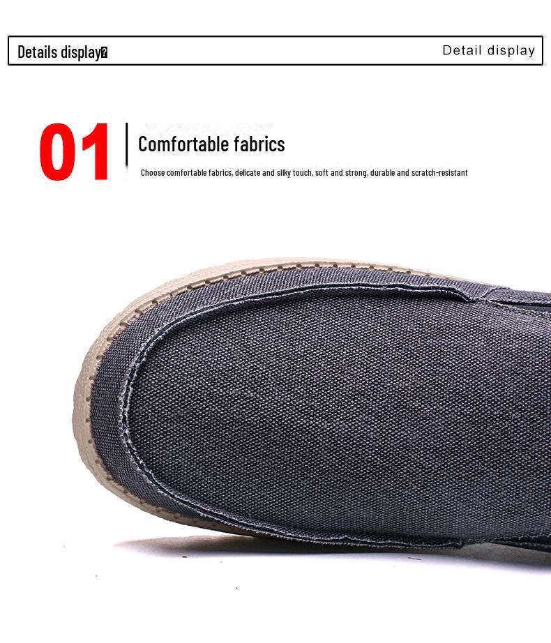 Men's Large Size Lightweight Canvas Slip-On Shoes - Breathable & Casual