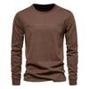 Men'S Long-Sleeved New Solid Color T-Shirt European Size Casual Sports Round Neck Pure Cotton Letter Printing Long-Sleeved Bottoming Shirt
