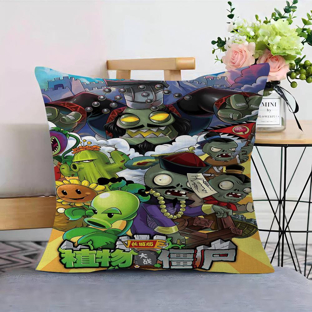 Classic Game P-Plants Vs Z-Zombies Lucky Dragon Pillow Cover Sofa Cushion Cover Home Room Decoration Children Gift