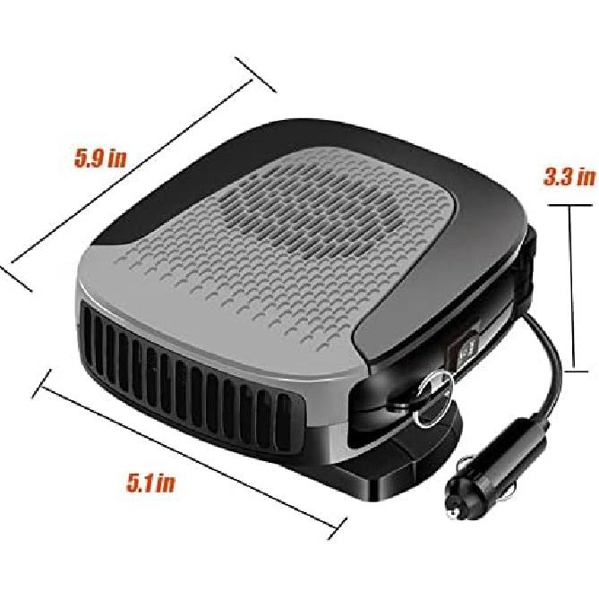 Car Heater Portable Car Fan 2 In 1 Mode 12V 150W Plug In with Heating and Cooling for Fast Heating Hand-Held Adjustable 360 Degree Rotatable