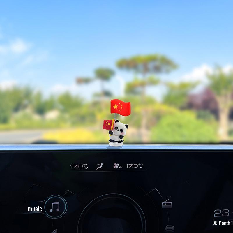 

Patriotic Panda National Flag Car Ornament for Center Console