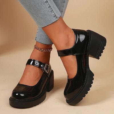 Modne Lakierowane Szpilki Buty Mary Jane dla Kobiet Modny Pasek z Klamrą Platformy Szpilki Kobieta Japońskie Grube Obcasy Buty Lolita