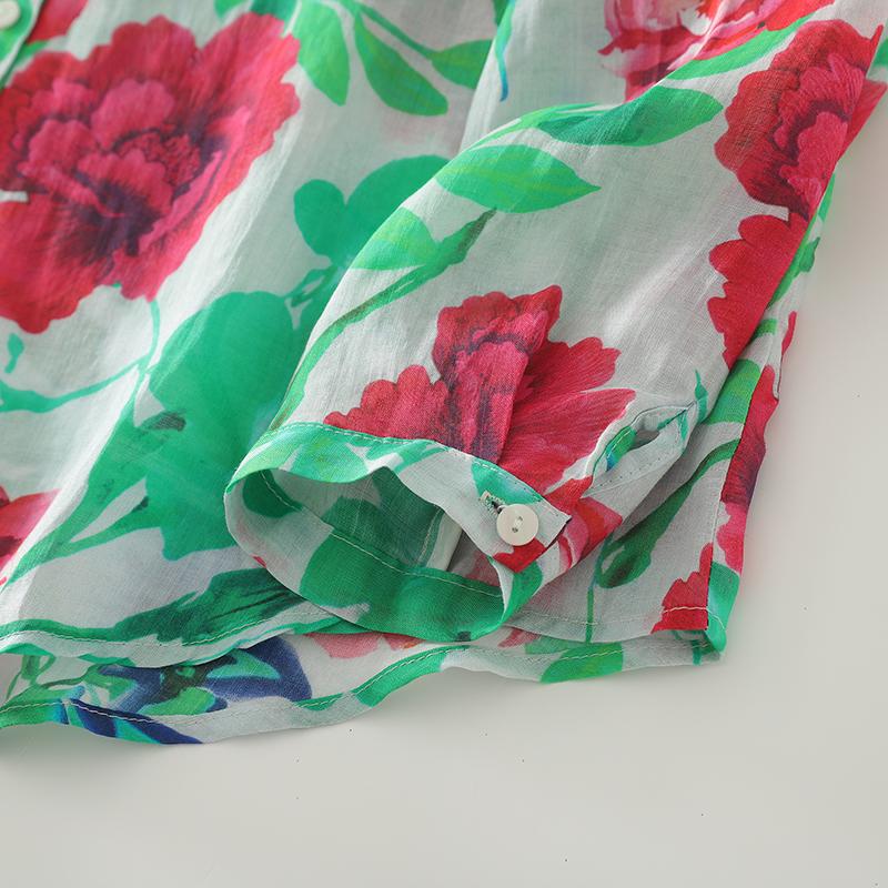 DIMANAF 2025 New Plus Size Women Tops Shirts Tees Button Casual Loose Blouse Autumn Print Cotton Long Sleeve