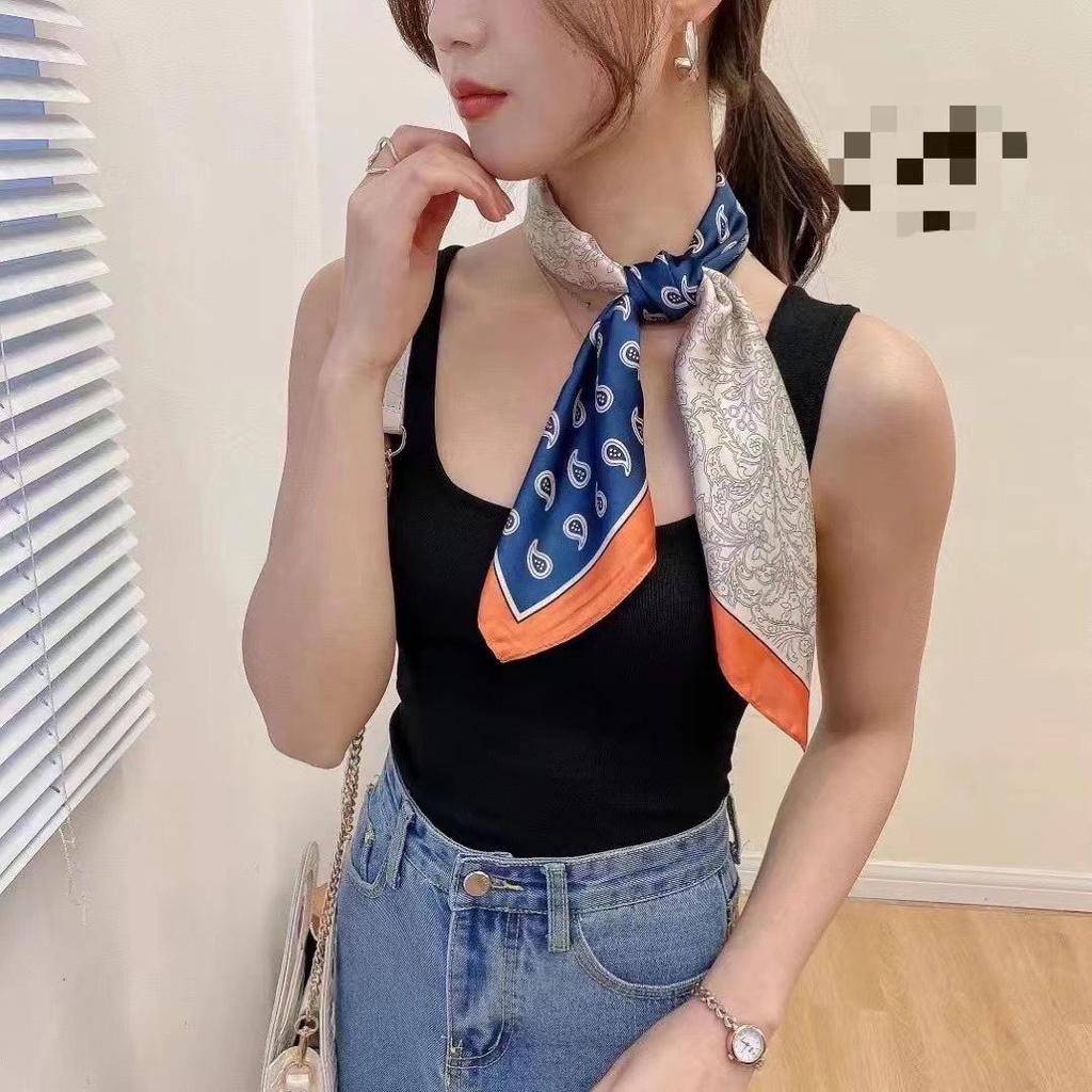 Retro Koreanischer Polka Dot Seiden-Haarknoten: Vielseitiger Damen-Dekorschal für Frühling und Herbst, 70×70 cm.