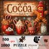 500pcs/1000pcs Gingerbread & Hot Cocoa Themed Jigsaw Puzzle | Cozy and Calming, High-Quality Cardboard, Ideal for Tabletops and Outdoor Use, Perfect f