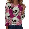 Women's Long Sleeve Casual Print T-Shirt Round Neck Tee for Daily Wear