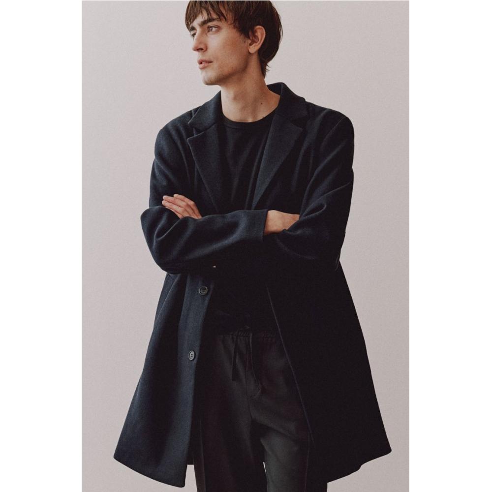 

Пальто HM slim Fit из смеси шерсти, темно-синее XS