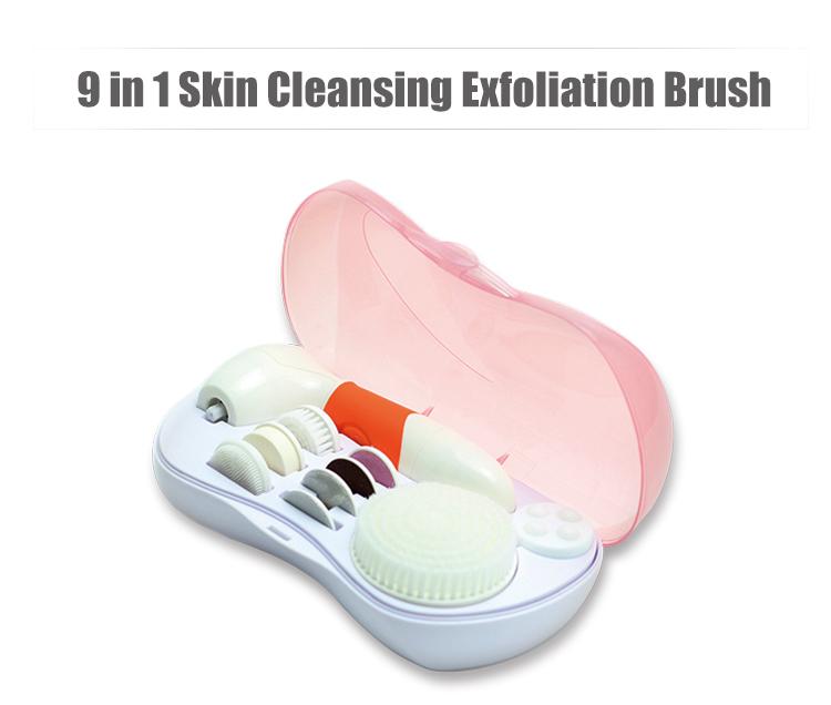 Cheap Price Custom Tool 9 In 1 Rotary Heads Set Facial Cleansing Cleans Scrubber Electronic Face Cleaning Brush