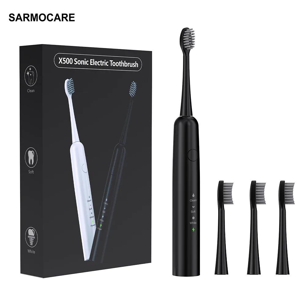 

Электрическая зубная щетка для взрослых с 4 сменными насадками, беспроводная USB-перезаряжаемая электрическая звуковая зубная щетка