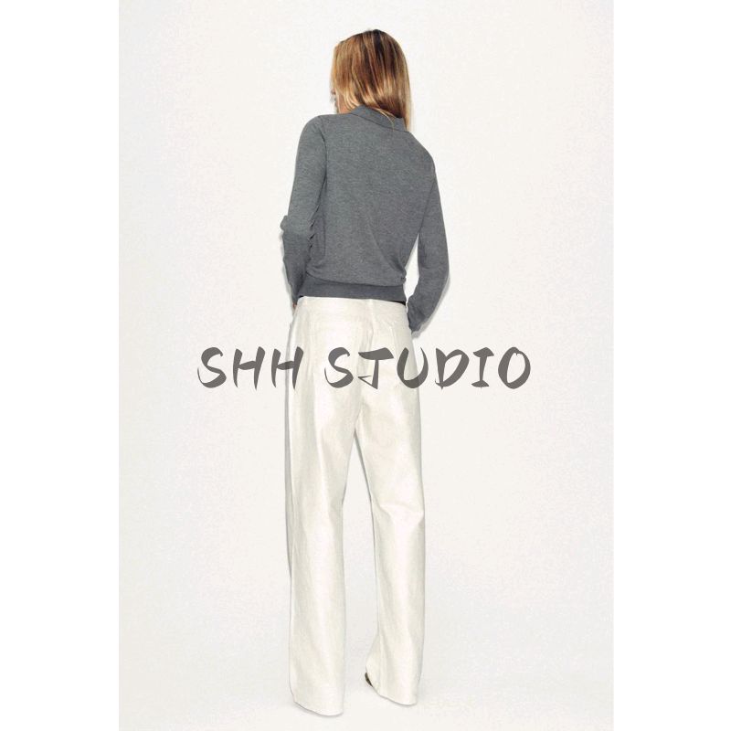 Autumn New Women Clothes Idle Style Decorated Row Button Long Sleeve Polo Shirt Collar Plain Stitch Knit 2142271