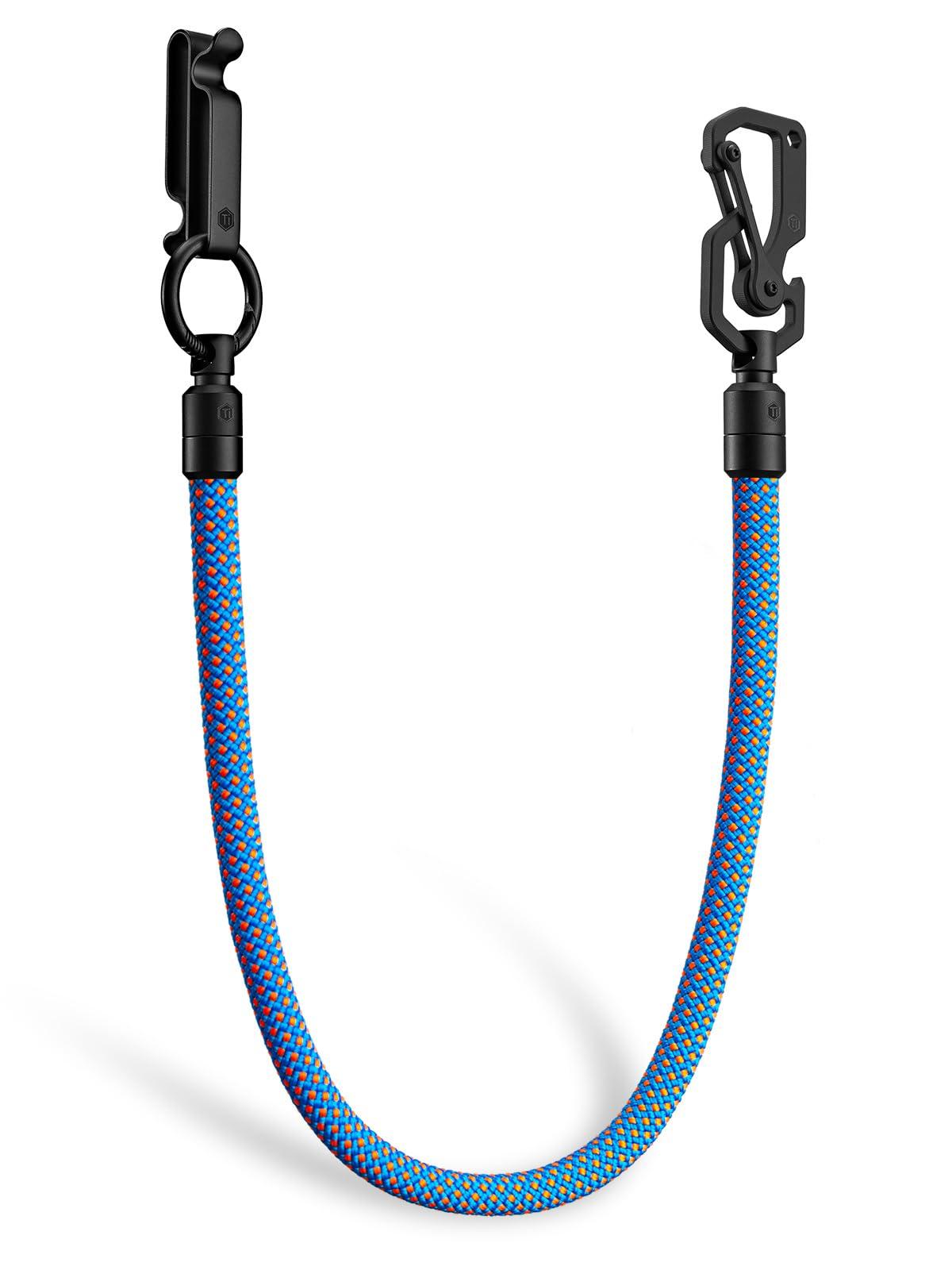 

KeyUnity KD02 Wallet Chain for Men Alloy Carabiner Belt Keychain Polyester Rope Keychain Jeans Chain [Titanium + + Chain] Men s (KD02BN)