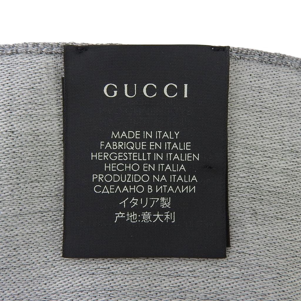 Excellent GUCCI Stall GG pattern with fringe gray wool Women Used