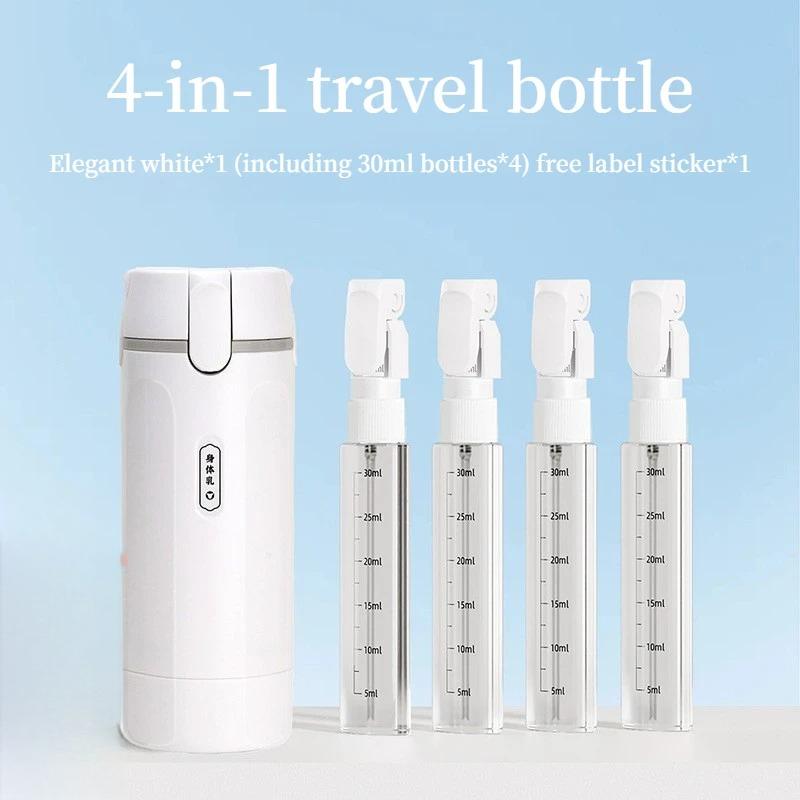 Dispenser da Viaggio 4 in 1 Bottiglie da Viaggio Portatili A Prova di Perdite Contenitore da Viaggio A Tenuta Stagna Per Profumo Shampoo Balsamo Lozione