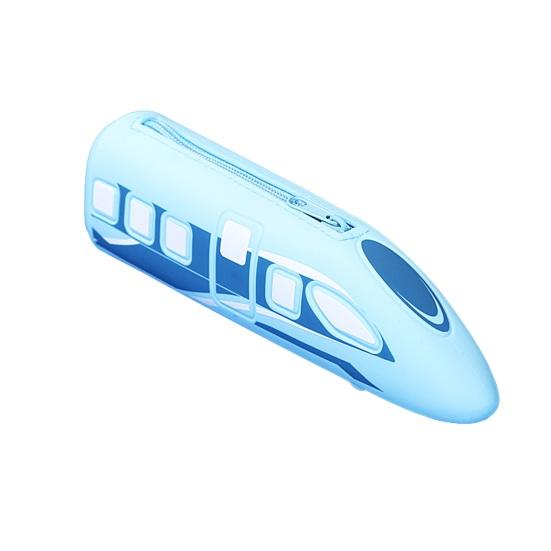 Silicone Pencil Case High-Speed Rail Shape Pencil Pouch Large Capacity Stationery Organizer for Kids School Supplies