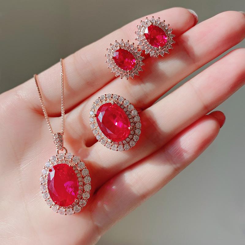 SACE GEMS Classic Copper Alloy Zircon Ring Earrings Pendant Necklace Jewelry Sets Wedding Party Gifts