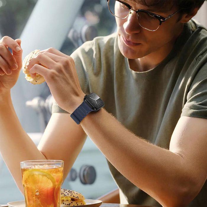 Bracelet for Apple Watch Series Ultra 1/2, 10, 9 8 SE 7 6 5 4 3 2 1 42mm-44mm-45mm-46mm-49mm Silicone Magnetic Navy Blue