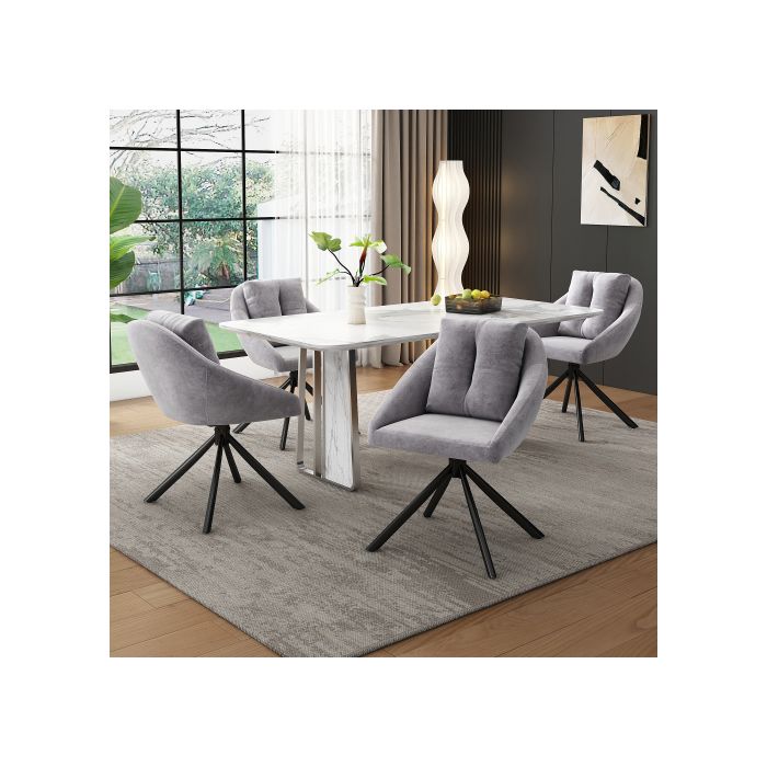 Chaise De Salle À Manger - MUVOE - Pivotante - Velours Gris - Ergonomique - Design Moderne