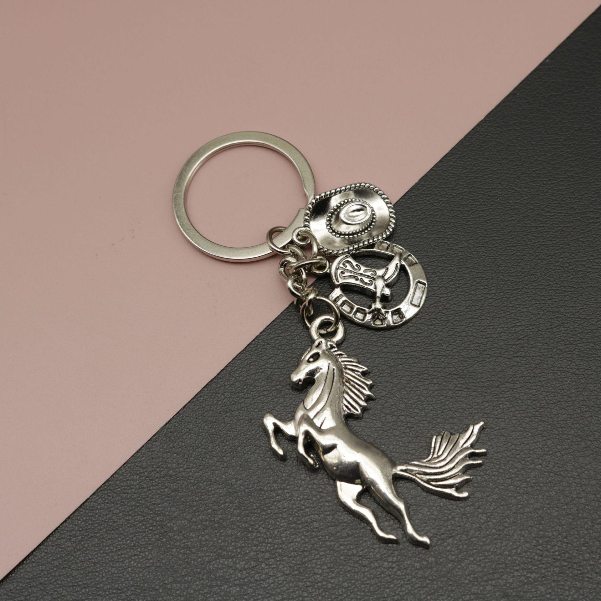 Western Cowboy Boots & Horseshoe Keychain Pendant