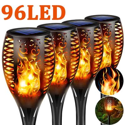96LED Decorazione del cortile Fiamma solare LED Paesaggio esterno Giardino Induzione Luce impermeabile Casa Halloween Natale Decorazione del cortile