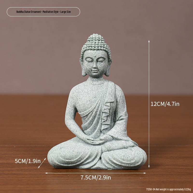 Green Sandstone Buddha Statue: Zen Decor for Home and Garden