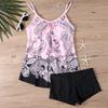 Women's Floral Print Tankini Swimsuit Set with Adjustable Straps and High Waist Boyshorts Comfortable Swimwear