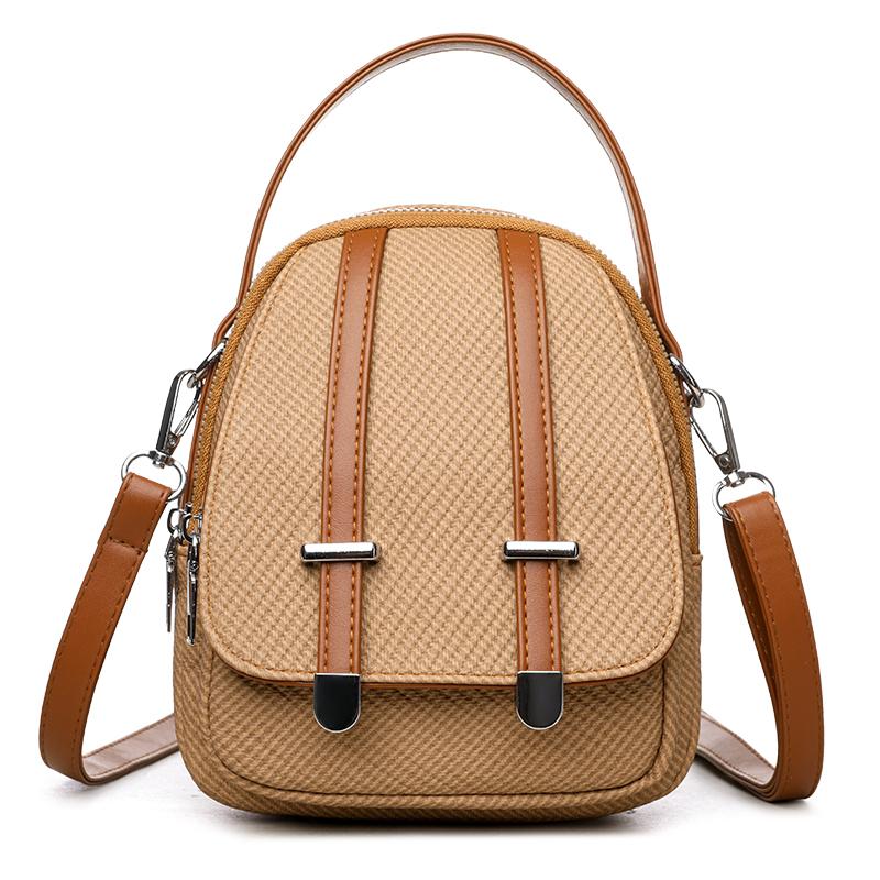 Women's PU Shoulder Bag Multi-compartment Double-use Handbag Soft Leather Crossbody Bag