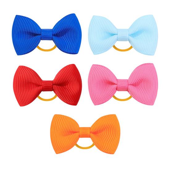 Puppy Dog Hair Bows with Rubber Bands Handmade Small Bowknot Dog Hair Accessories Pet Grooming Supplies