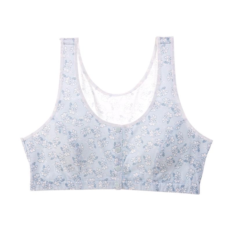 Cotton Front-Fastening Wire-Free Sleep Bra for Mature Women
