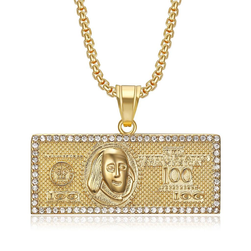 European and American Hip-hop Jewelry, Gold-plated Diamonds, Dollar Pendants, Necklaces.