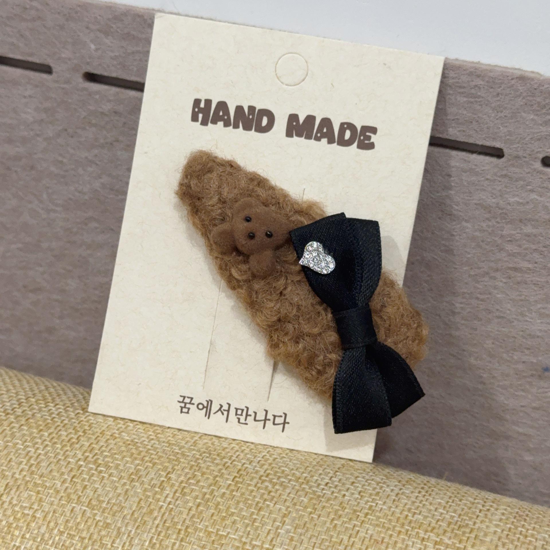 Elegant Rhinestone Bow Plush Hair Clip for Autumn/Winter