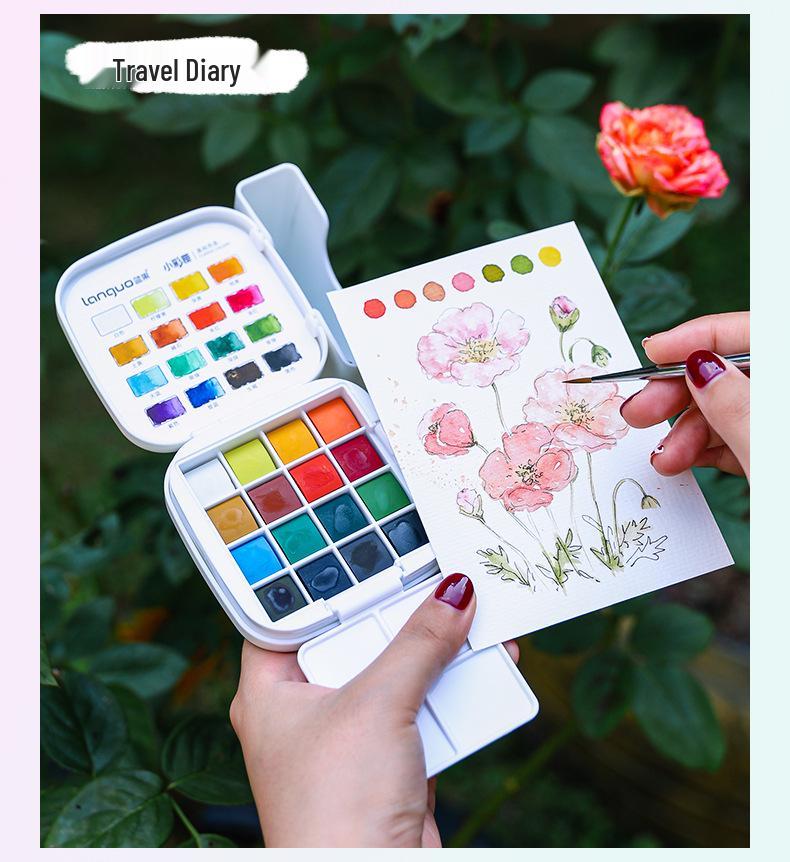 Lan Guo S618 Solid Watercolor Mini Palette - Rich Colors, Beginner-Friendly, Portable Painting Set