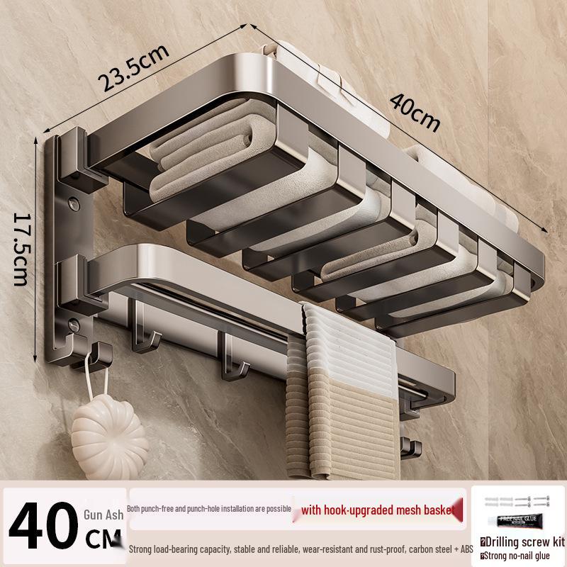 Wandmontierter, faltbarer Badezimmer-Handtuchhalter ohne Bohren