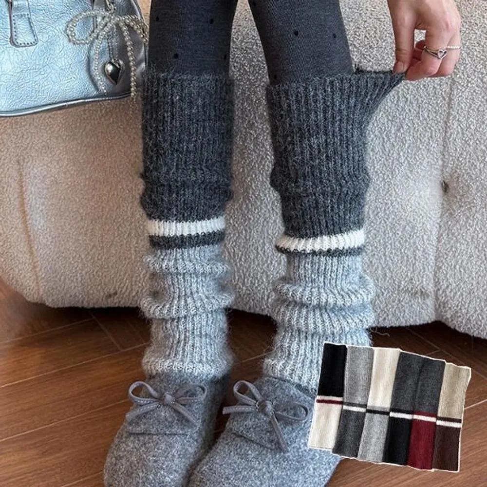 Hollige Baronte Wool Contrast Stack Knit Leg Warmer Long Socks beige