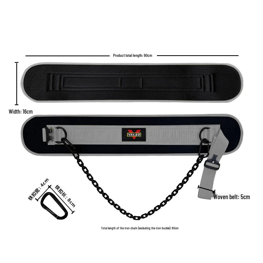 Weighted Fitness Belt with Lumbar Support for Pull-Ups, Squats, and Double Bar Exercises Featuring Iron Chain.