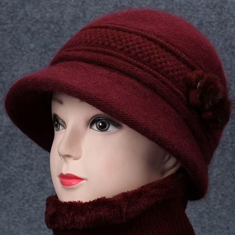 Hat Winter Lady Fleece Warm Knitted Wool Hat Old Hat Fleece Ear Protector