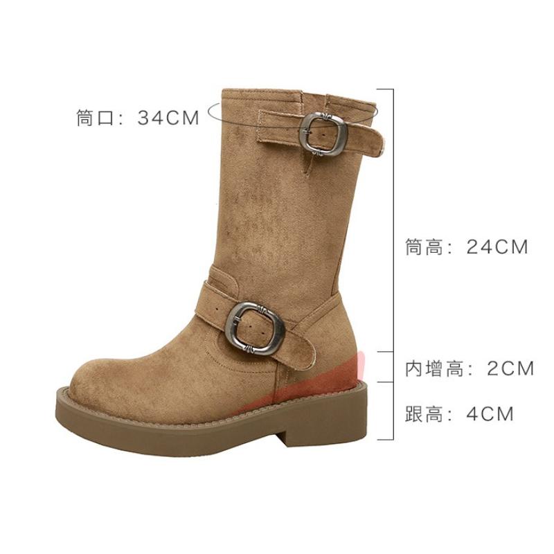 Fashion New Women Boots Chunky Heel Mid Calf Western Cowboy Retro Stacked Boots Thick Platform Lifts Fashion Shoes