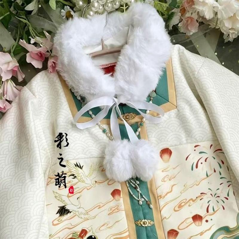 Neck Warmer Scarf Neck Gaiter for Women Girl Hanfu Thicken Warm Scarf