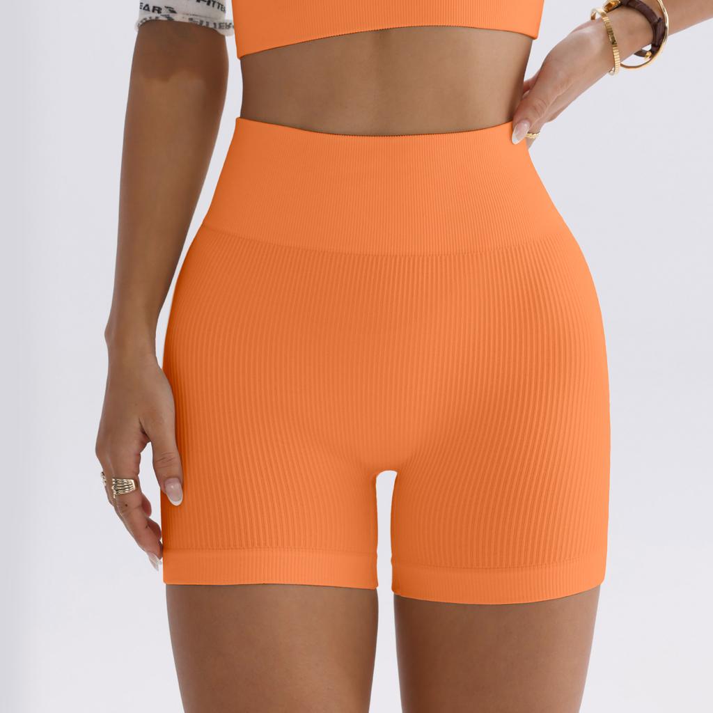 Sports shorts European and American hip lift high waist yoga pants women's peach hip tight three-point quick-drying threaded fitness shorts