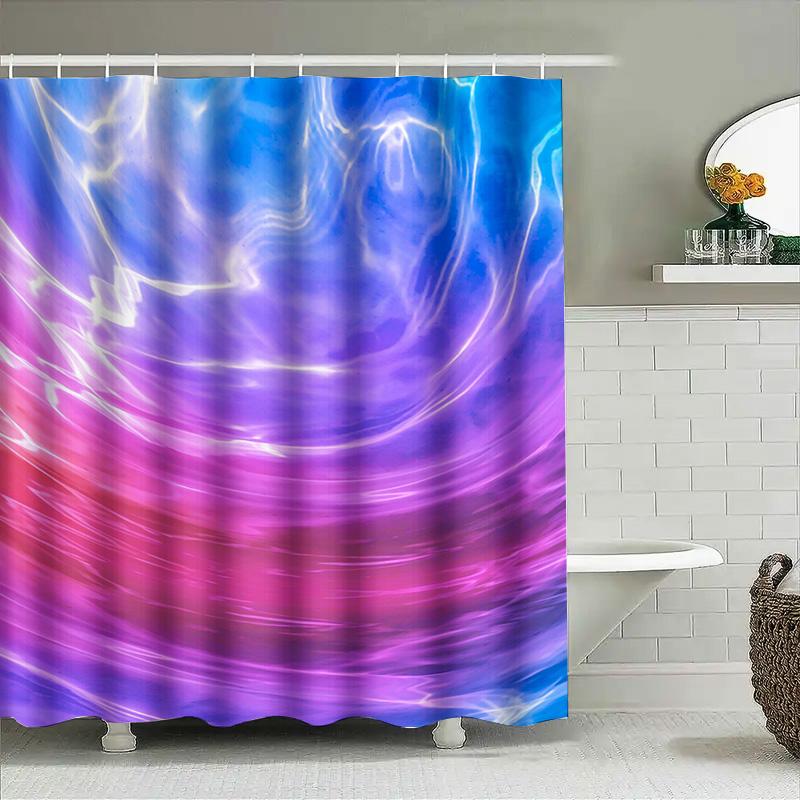 Modern Dynamic Colorful Shower Curtain Fabric Print For Bathrooms White Tub Liner With Grommets Perfect Decoration Various Sizes