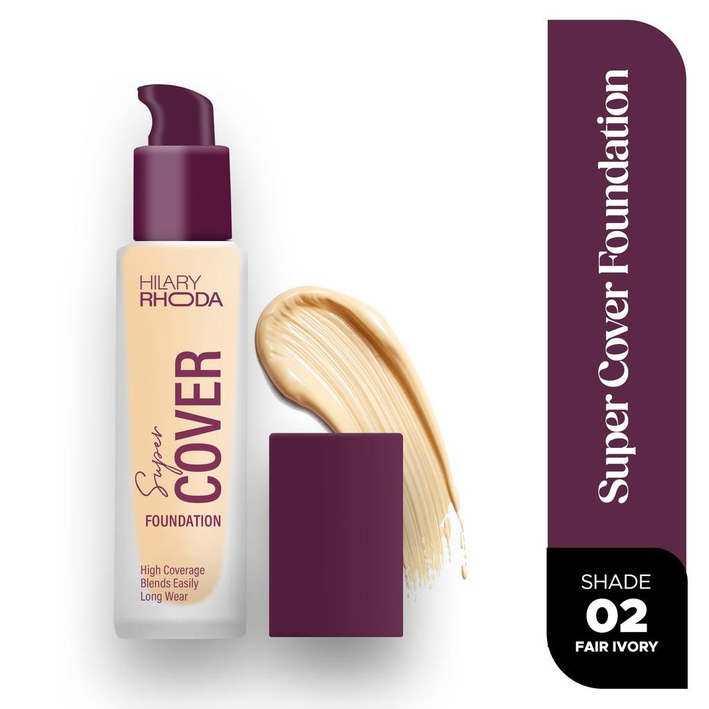 Hilary Rhoda Super Cover Foundation | Blemish Free | High Coverage & Waterproof Foundation | 24-Hour Stay & Non-Sticky Formula | Matte Finish | Blen