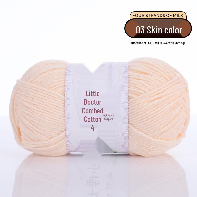 40g 4-Ply Combed Milk Cotton Yarn - Little Doctor, Medium-Thick for DIY Knitting Projects: Dolls, Cushions, Blankets