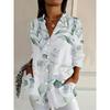 Fashion Women's Summer Shirt Top Elegant Long Sleeve Button Floral Print Shirt Sophisticated Casual Comfortable Women's Clothing