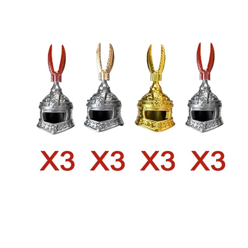 MOC Medieval Military Building Blocks Weapon Figure Accessories Shoulder Armour Helmet Bow Cape Hat Sword Brick Toy Gift X038