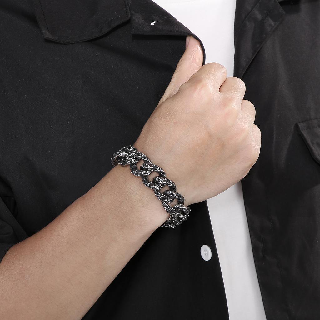 Bracciale a Catena Cuban Wolf in Acciaio Inossidabile 316L da Uomo Punk Gioielli Unici per Feste di Strada Accessori Chunky Gotici Regalo