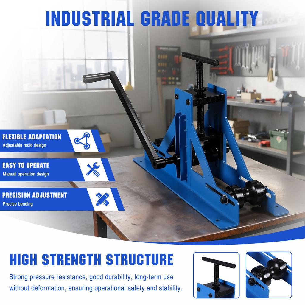 Manual Tube Pipe Roller Bender for Fabrication of Mild Steel, Copper, and Aluminum – Adjustable Roller Steel Bending Tools